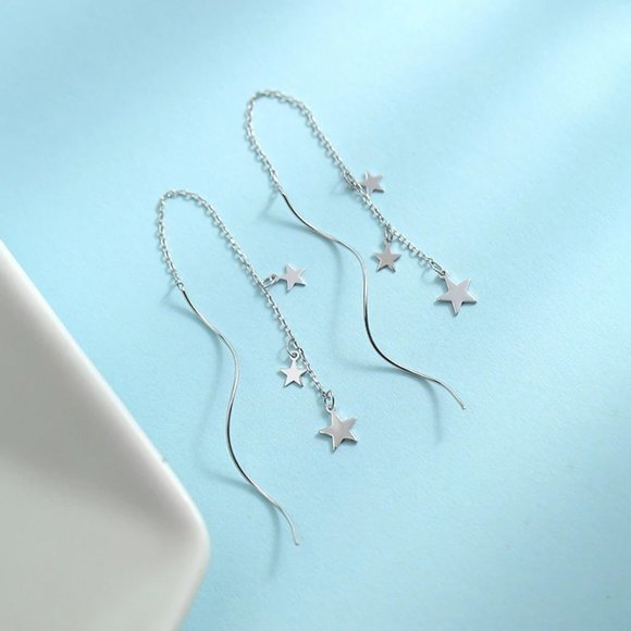 NEW 925 Sterling Silver Swirl Star Earrings - Picture 1 of 6